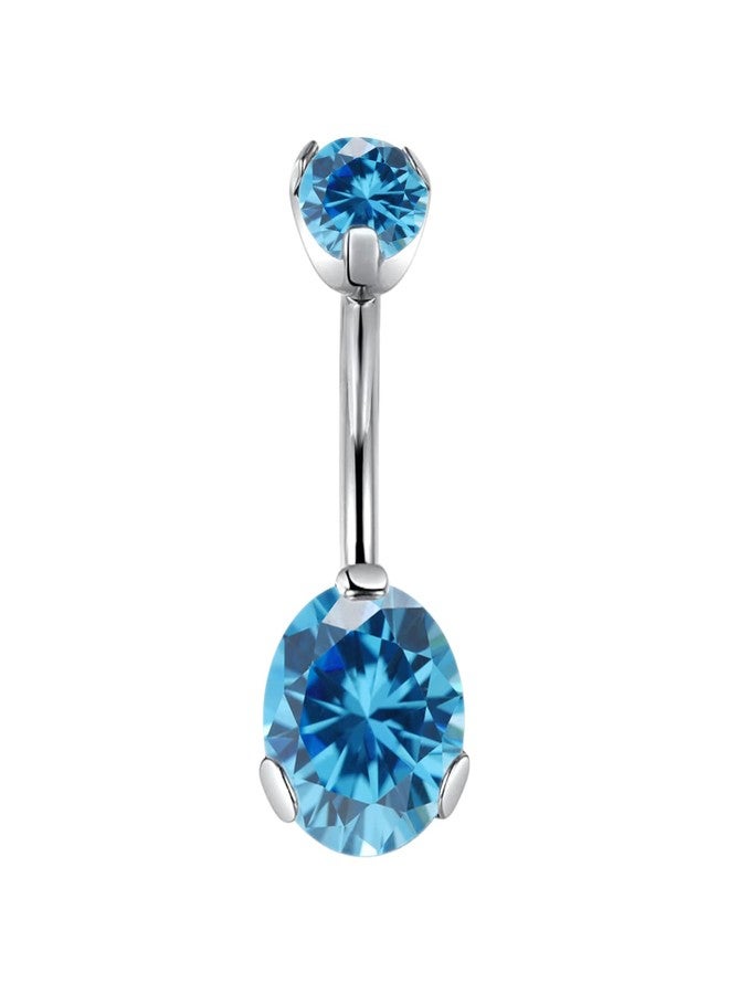 limerencia G23 Titanium Belly Button Rings hypoallergenic medical implant grade 14G Teardrop CZ Belly Navel Rings Piercing Belly Bars (Blue)…… - Image 1